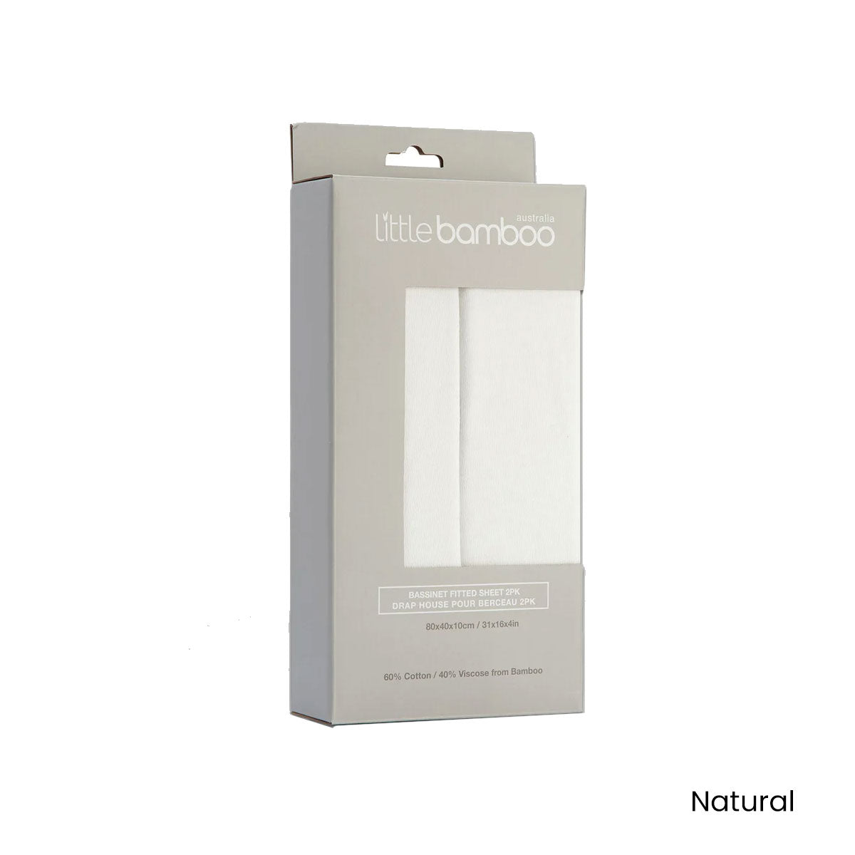 Set of 2  Jersey Fitted Sheet Bassinet Size Natural