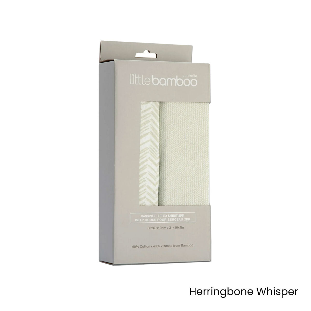 Set of 2  Jersey Fitted Sheet Bassinet Size Herringbone Whisper