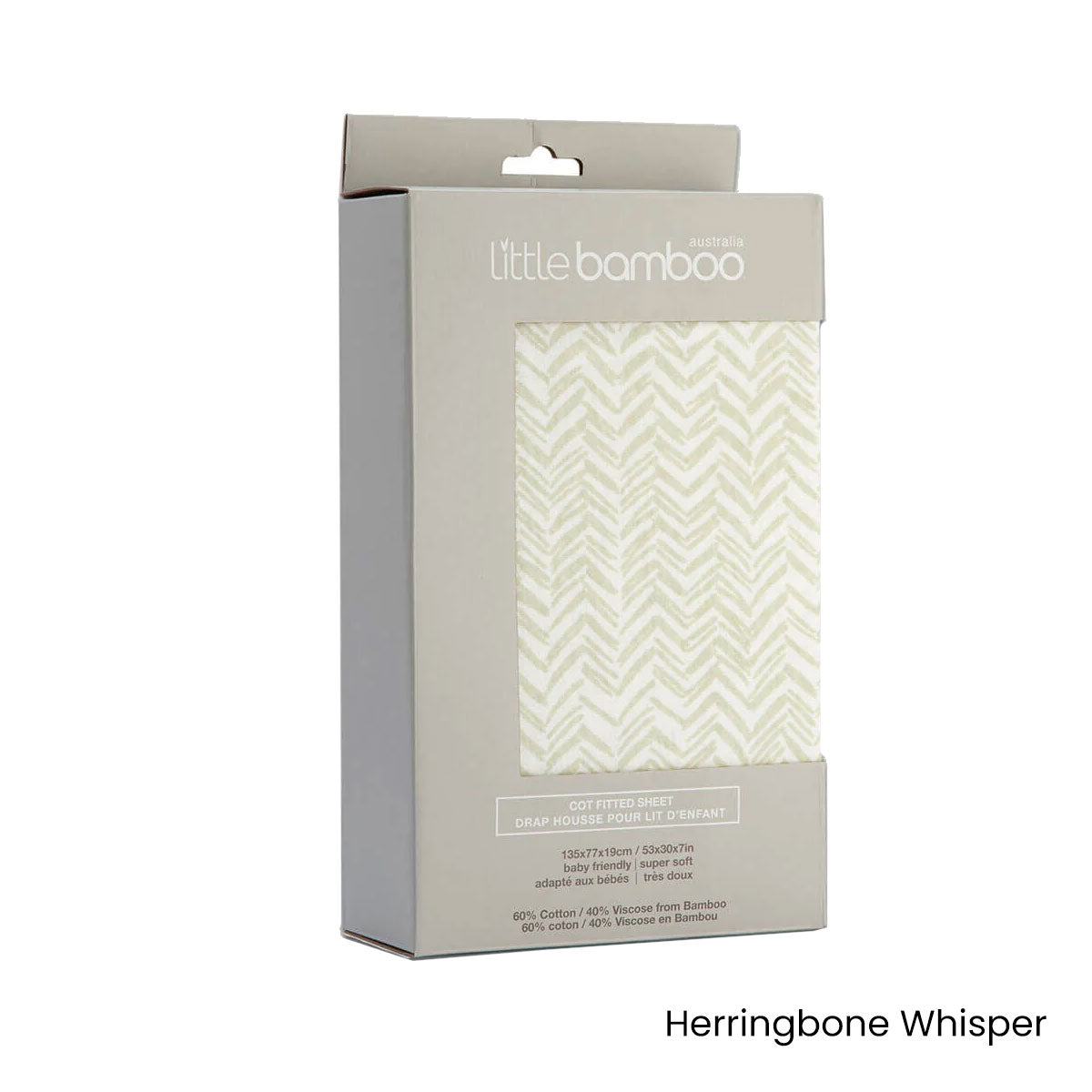 Jersey Fitted Sheet Cot Size Herringbone Whisper