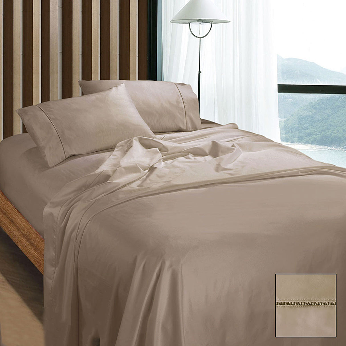 1100TC Egyptian Cotton Sateen Sheet Set Doeskin Queen
