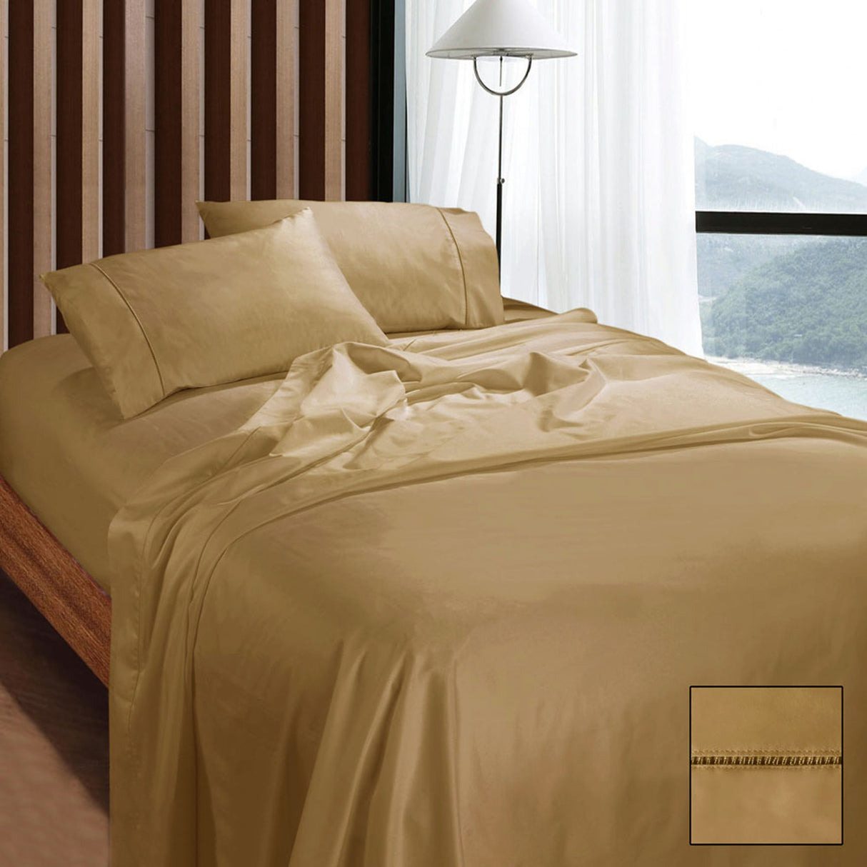 1100TC Egyptian Cotton Sateen Sheet Set Latte King