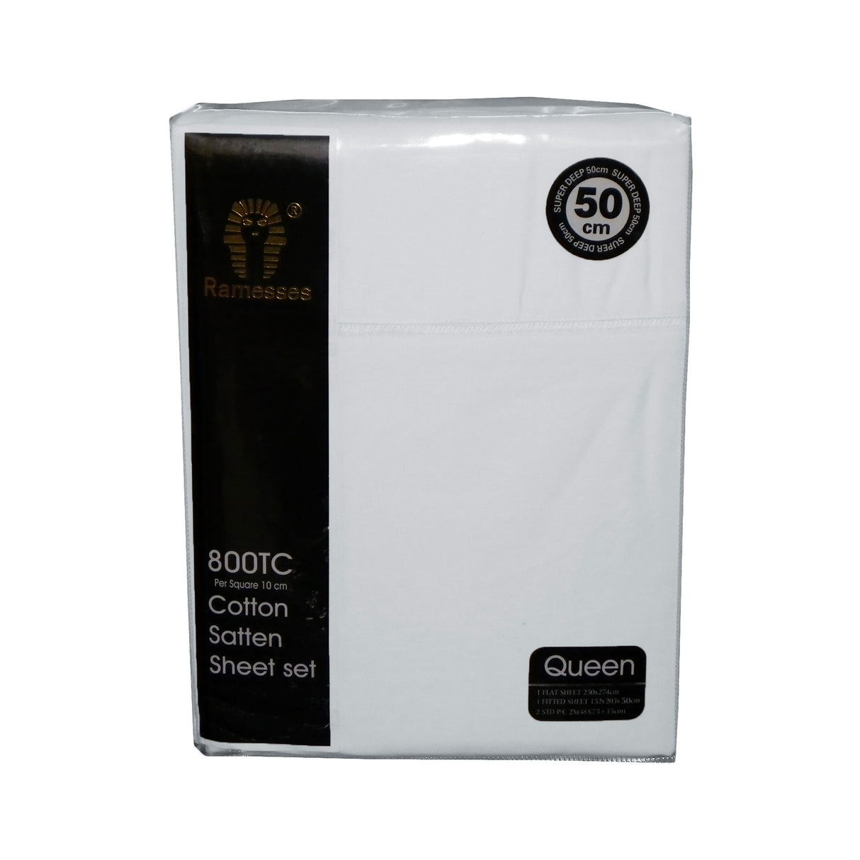 800TC  Cotton Sateen Sheet Set White Queen