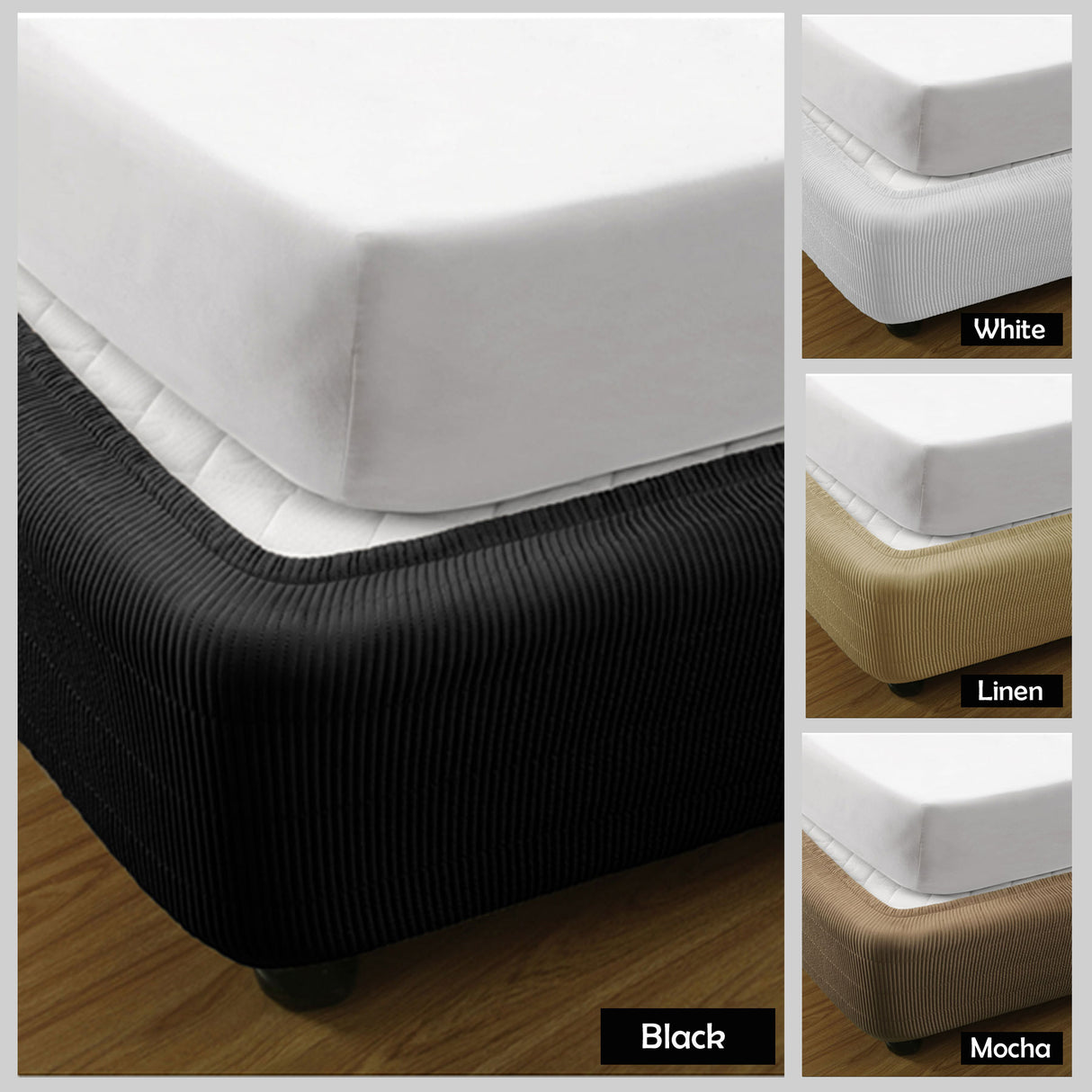 Vertical Quilted Valance Black KING SINGLE