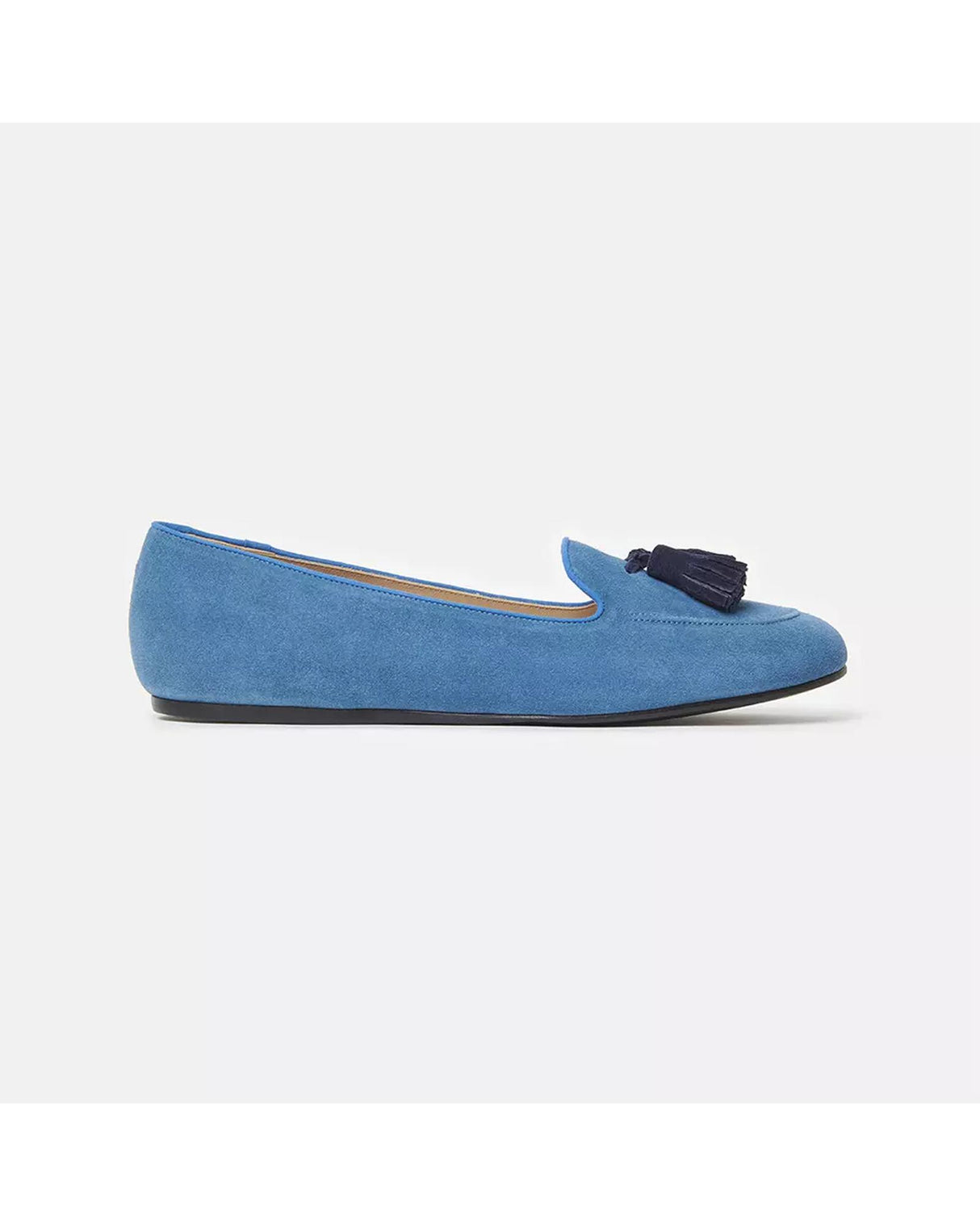 Handmade Light Blue Suede Tassel Moccasins by 38.5 EU Women