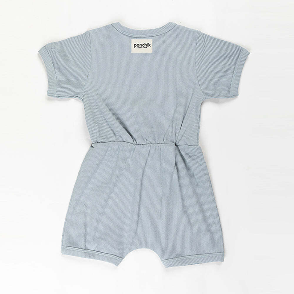 Babies + Kids - Ribbed Cotton Romper - Capri Blue