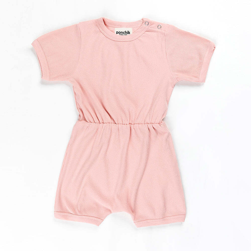 Babies + Kids - Ribbed Cotton Romper - Lemonade
