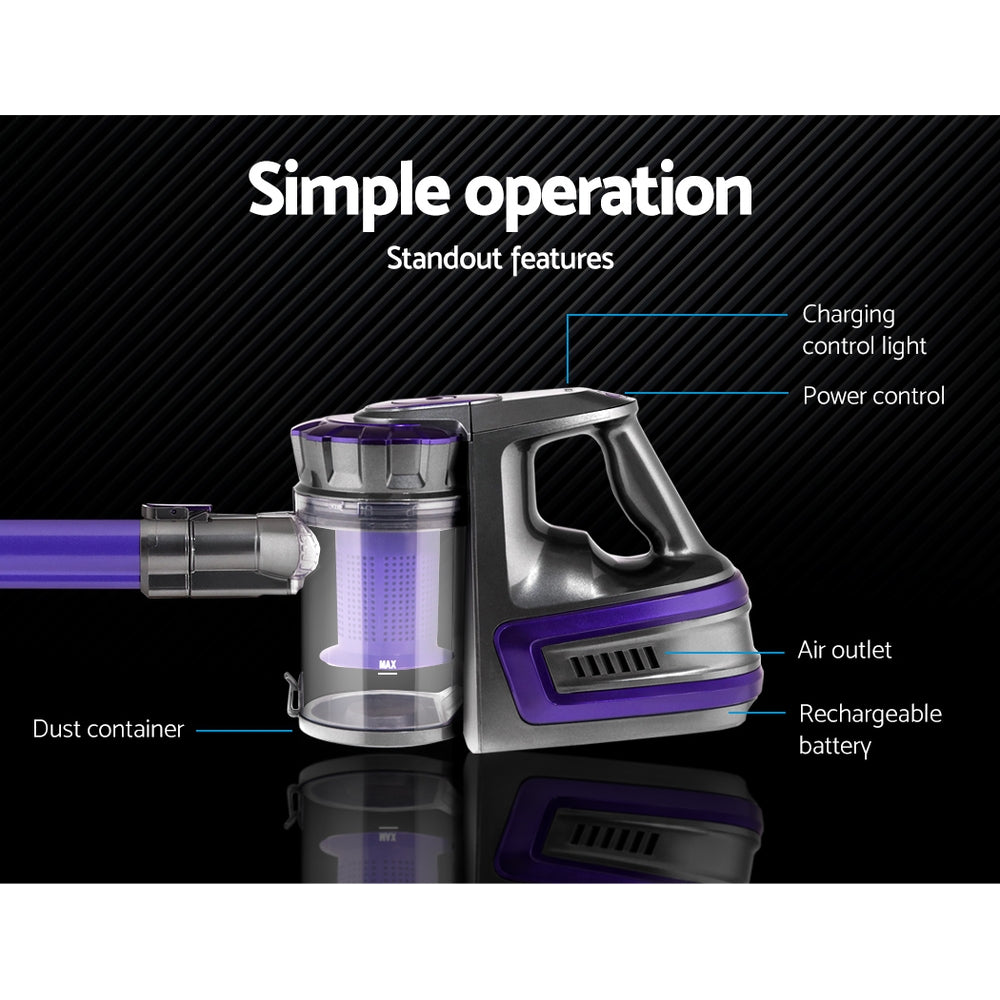 Handheld Vacuum Cleaner Cordless Bagless 150W Purple