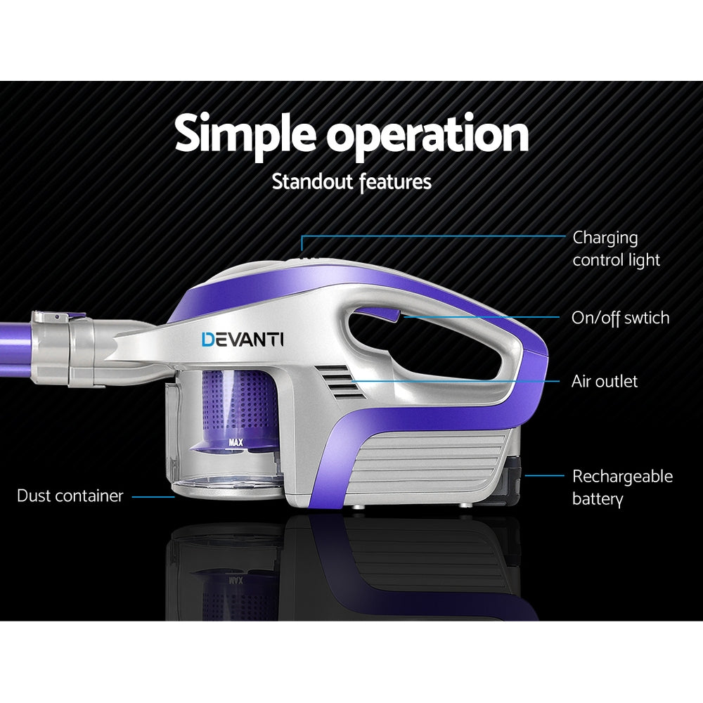 Handheld Vacuum Cleaner Bagless Cordless 150W Purple