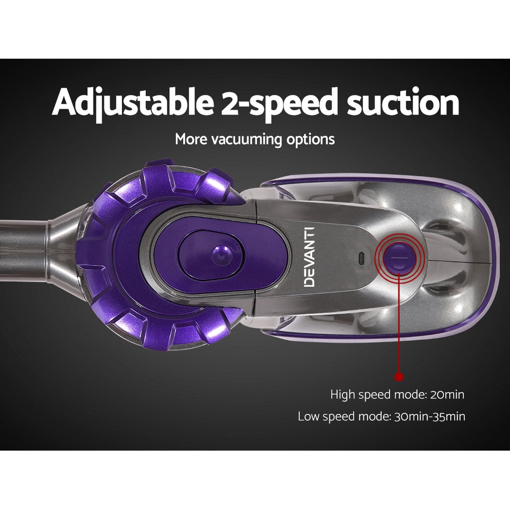 Handheld Vacuum Cleaner Cordless Roller Brush Head 150W Purple