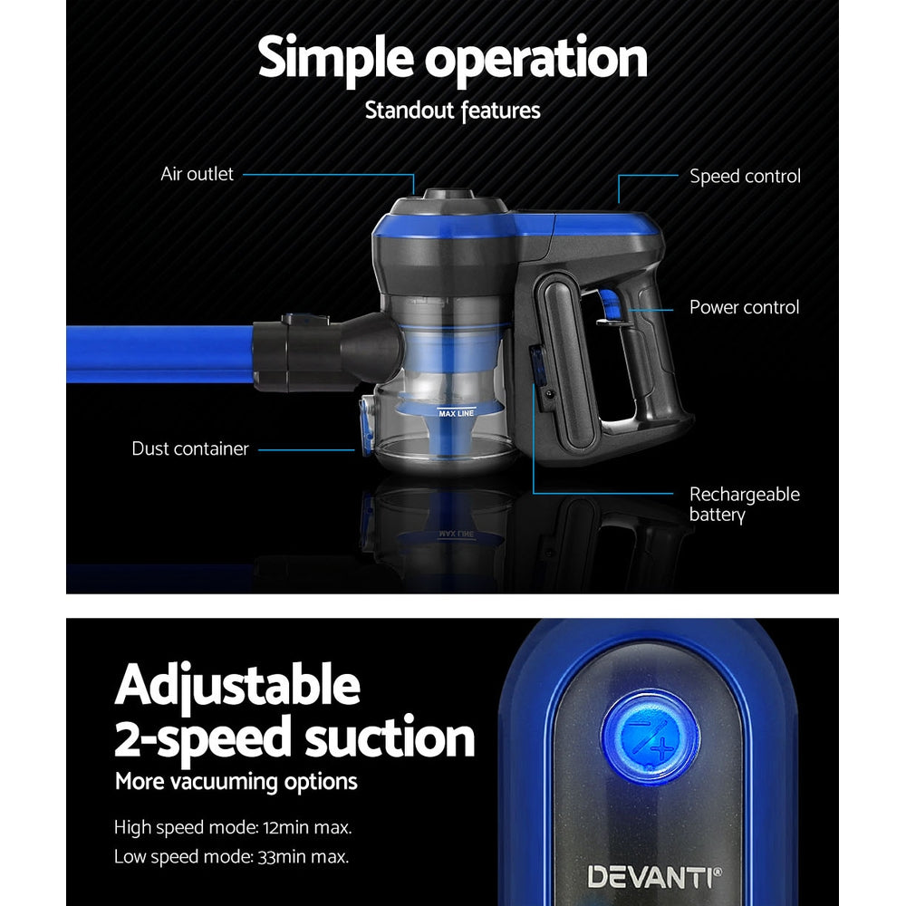 Handheld Vacuum Cleaner Brushless Cordless 250W Blue