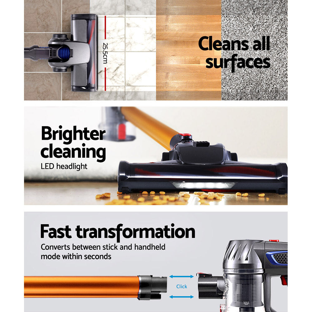 Handheld Vacuum Cleaner Bagless Cordless 150W Gold