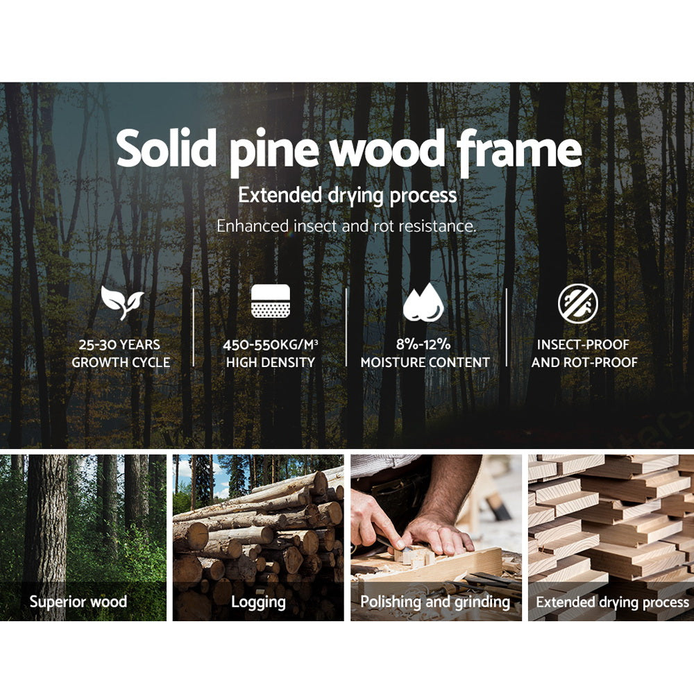 Set of 2 Bed Frame Storage Drawers Timber Trundle for Wooden Bed Frame Base White