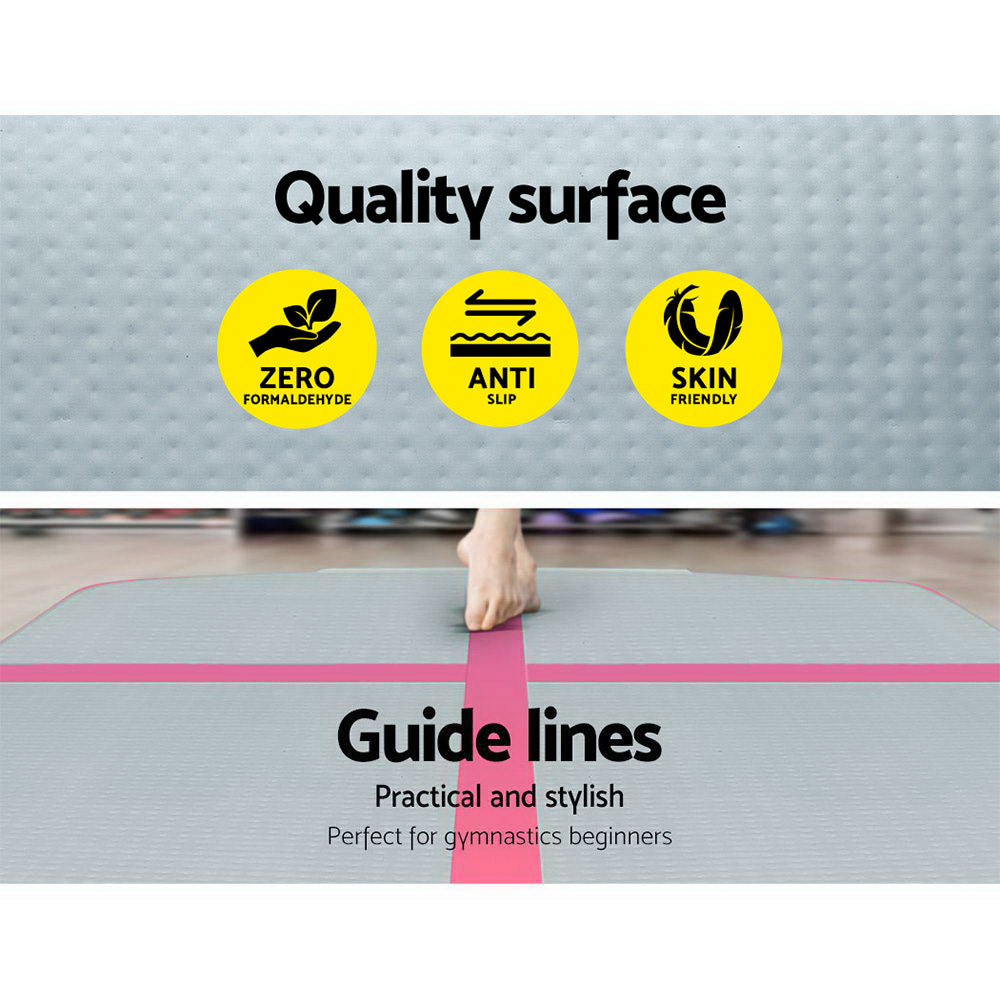 3m x 1m Air Track Mat Gymnastic Tumbling Pink and Grey