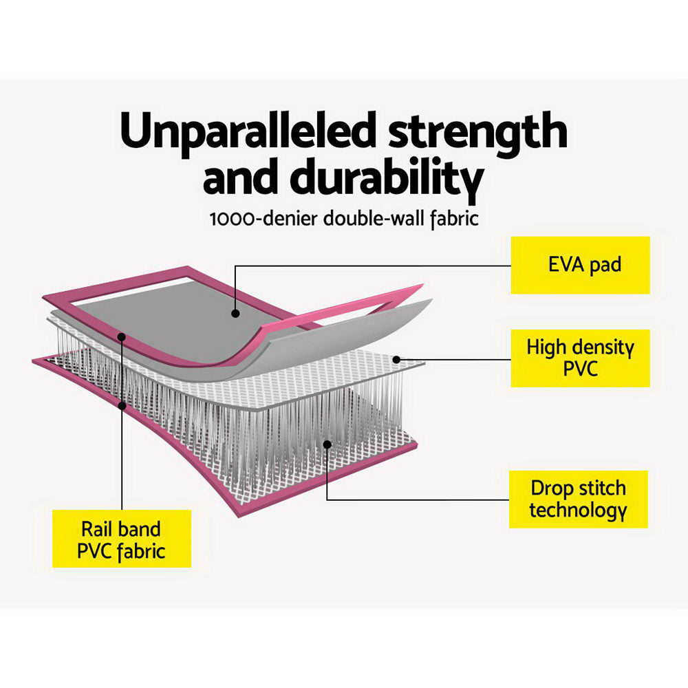 3m x 1m Air Track Mat Gymnastic Tumbling Pink and Grey