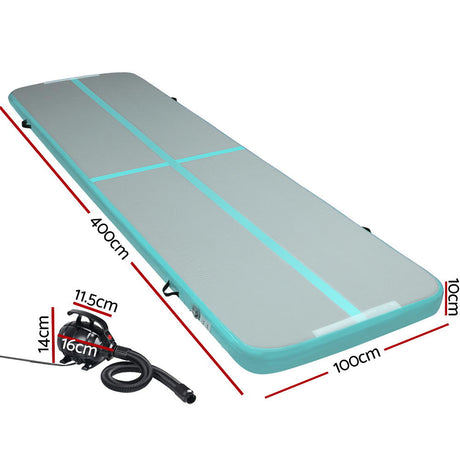 GoFun 4X1M Inflatable Air Track Mat with Pump Tumbling Gymnastics Green