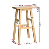 Bar Stools Kitchen Counter Stools Wooden Chairs Natural x2