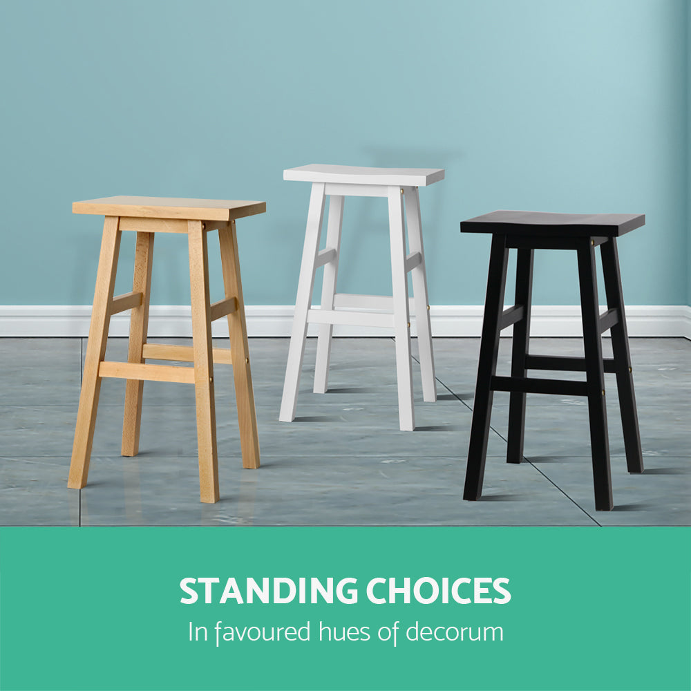 Bar Stools Kitchen Counter Stools Wooden Chairs Natural x2