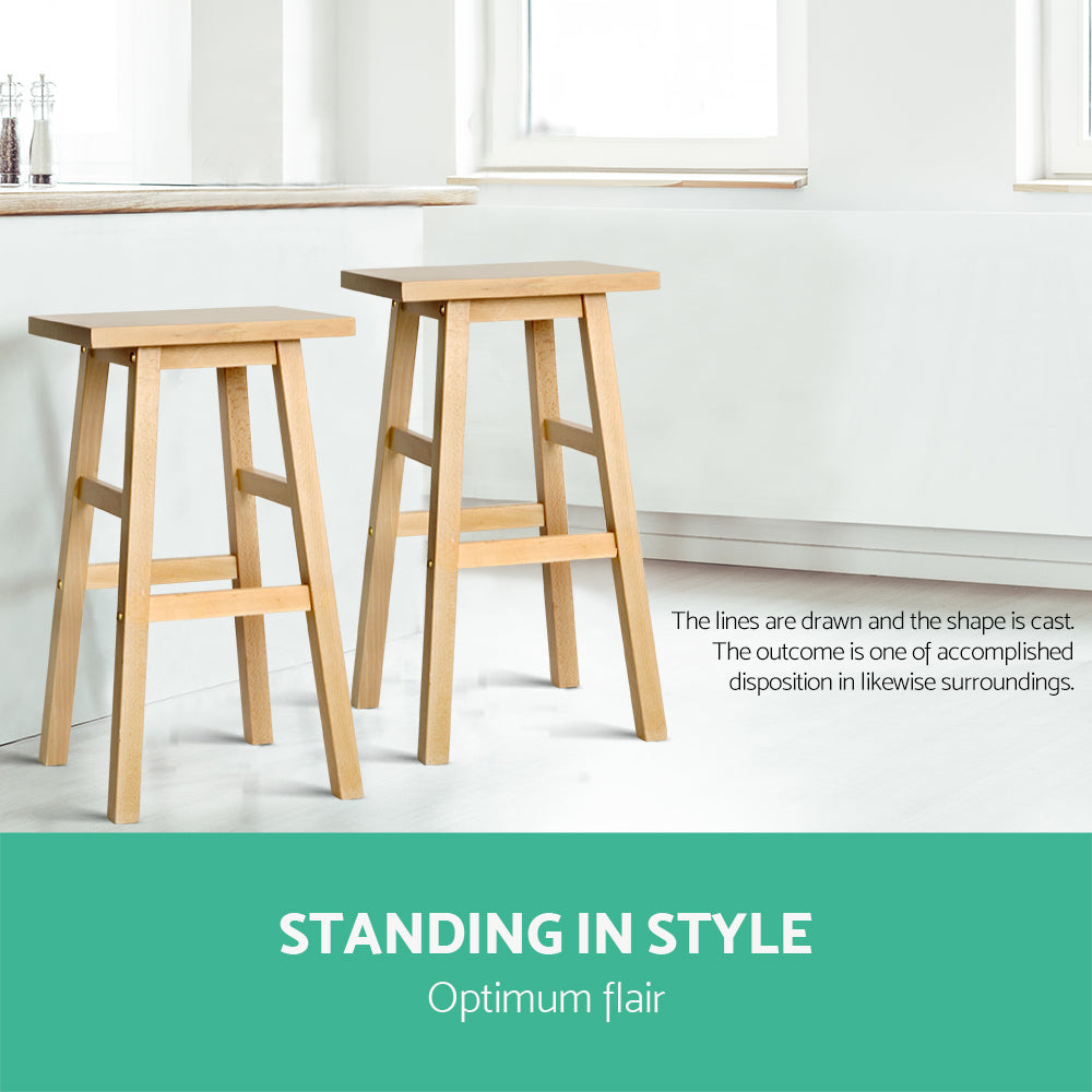 Bar Stools Kitchen Counter Stools Wooden Chairs Natural x2