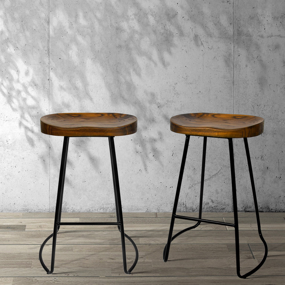 2x Bar Stools Tractor Seat 65cm Black