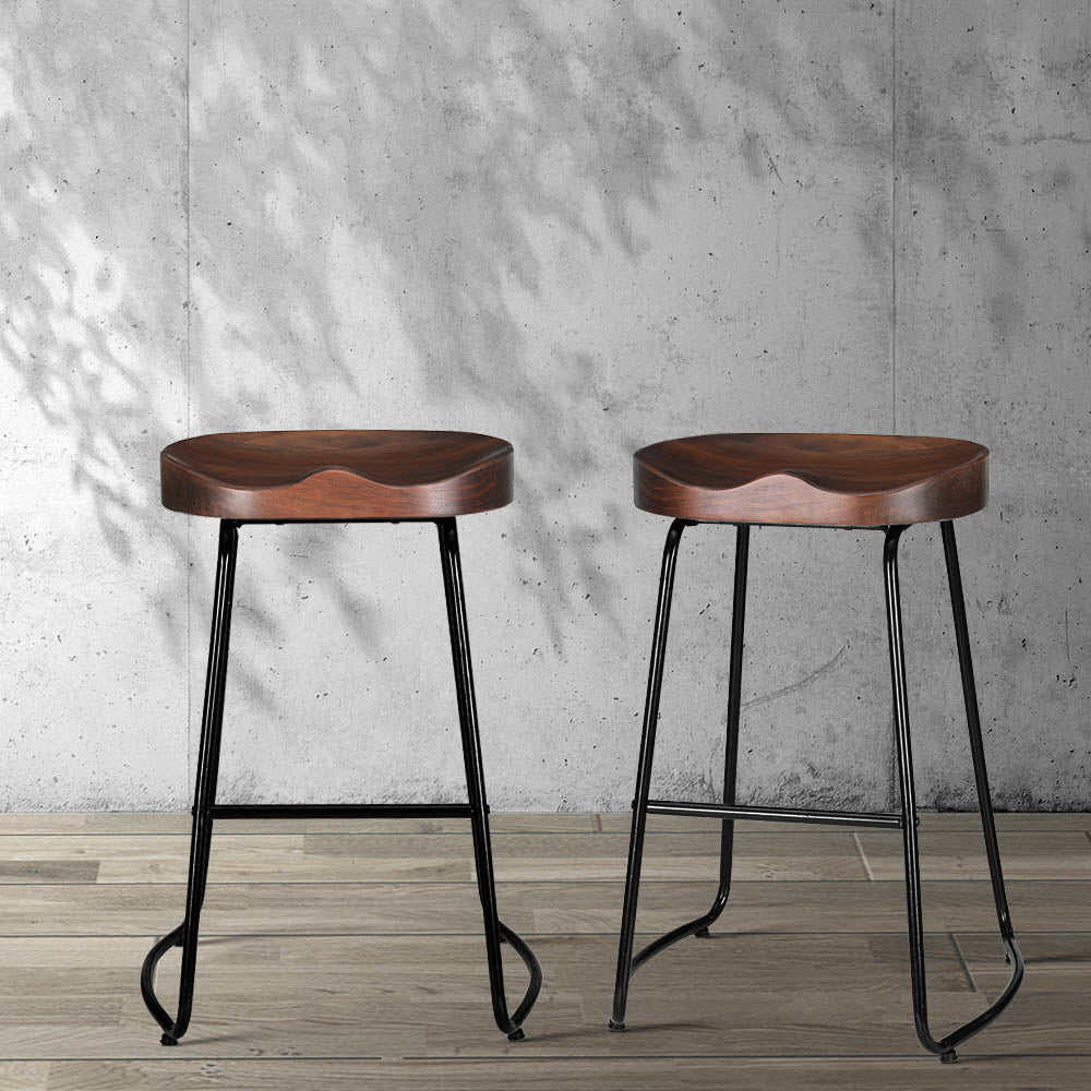 2x Bar Stools Tractor Seat 65cm Black