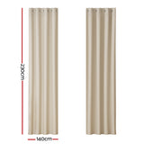 2X Blockout Curtains Eyelet 140x230cm Beige