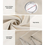 2X Blockout Curtains Eyelet 140x230cm Beige