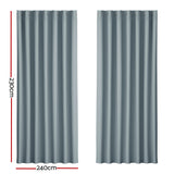 2X Blockout Curtains Eyelet 240x230cm Grey