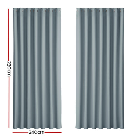 2X Blockout Curtains Eyelet 240x230cm Grey
