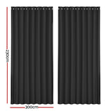 2X Blockout Curtains Eyelet 300x230cm Black