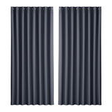 2X Blockout Curtains Eyelet 300x230cm Charcoal