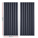 2X Blockout Curtains Eyelet 300x230cm Charcoal