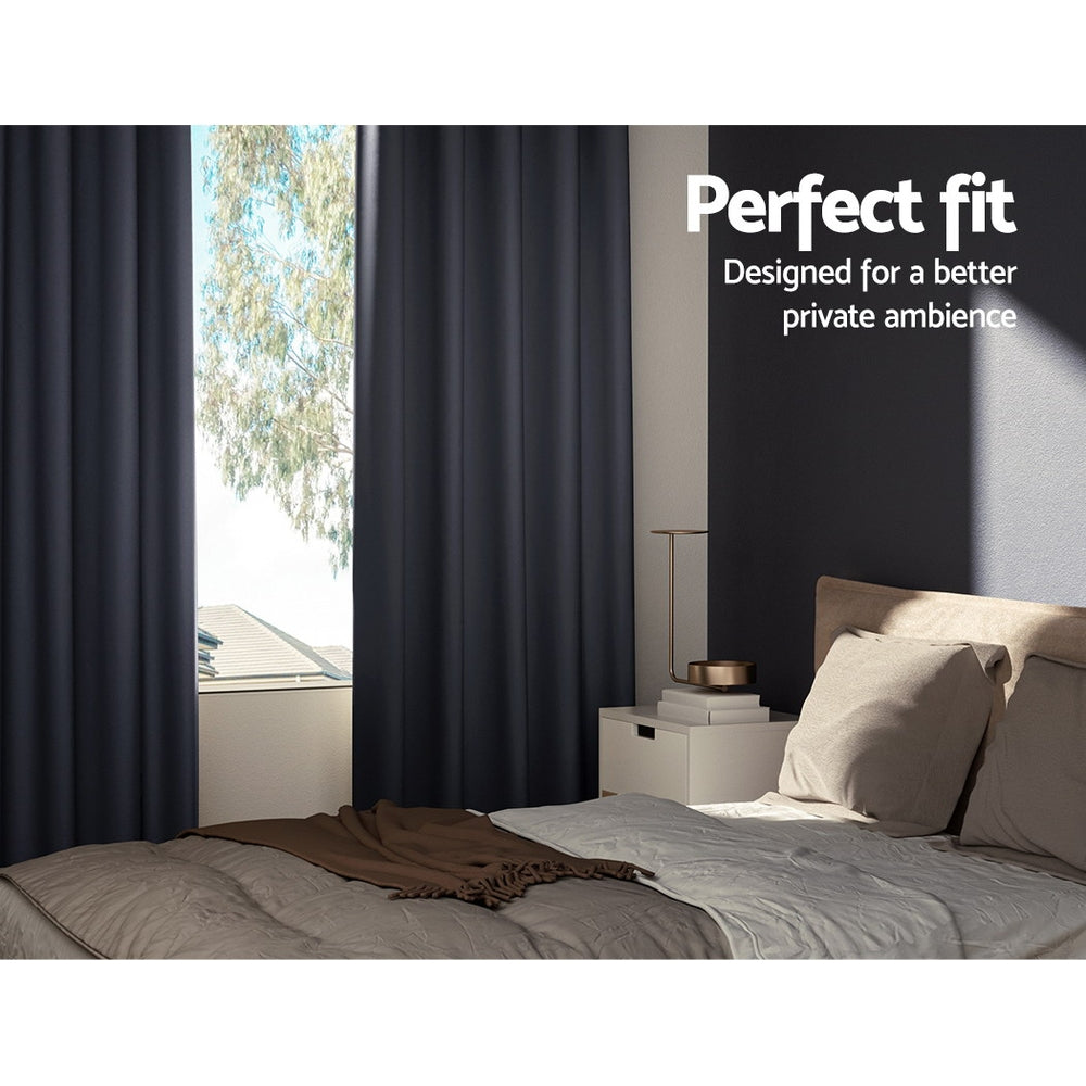2X Blockout Curtains Eyelet 300x230cm Charcoal