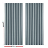 2X Blockout Curtains Eyelet 300x230cm Grey