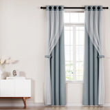 2X 132x213cm Blockout Sheer Curtains Light Grey