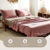 Cotton Bed Sheets Set Pink Brown Cover Double