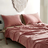 Cotton Bed Sheets Set Pink Brown Cover Double