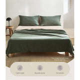 Cotton Bed Sheets Set Green Beige Cover Single