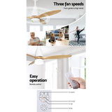 52'' Ceiling Fan AC Motor w/Light w/Remote - Light Wood