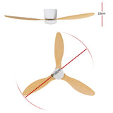 52'' Ceiling Fan DC Motor w/Light w/Remote - Light Wood