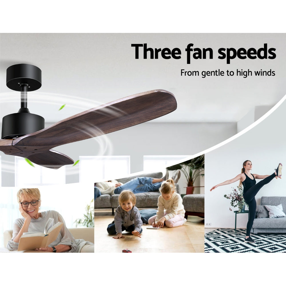 52'' Ceiling Fan AC Motor 3 Blades w/Remote - Dark Wood