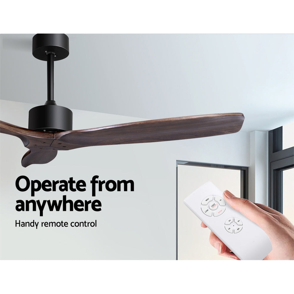 52'' Ceiling Fan AC Motor 3 Blades w/Remote - Dark Wood