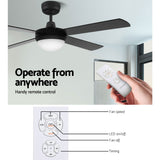 52'' Ceiling Fan AC Motor w/Light w/Remote - Black