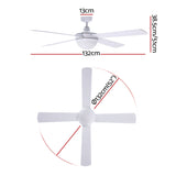 52'' Ceiling Fan AC Motor w/Light w/Remote - White