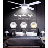 52'' Ceiling Fan AC Motor w/Light w/Remote - White
