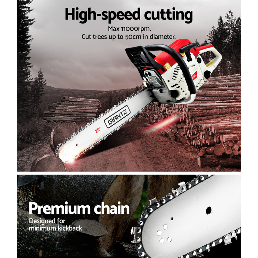 Chainsaw Petrol 62CC 20" Bar Commercial E-Start Pruning Chain Saw, Chainsaw Petrol 62CC 20" Bar Commercial E-Start Pruning Chain Saw 4.5HP