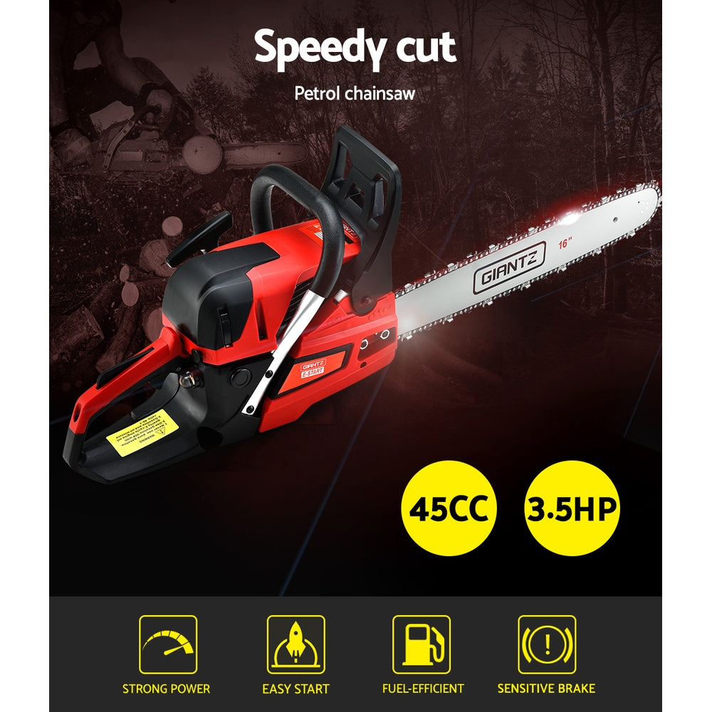 Chainsaw Petrol 45CC 16" Bar Commercial E-Start Pruning Chain Saw, Chainsaw Petrol 45CC 16" Bar Commercial E-Start Pruning Chain Saw 3.5HP