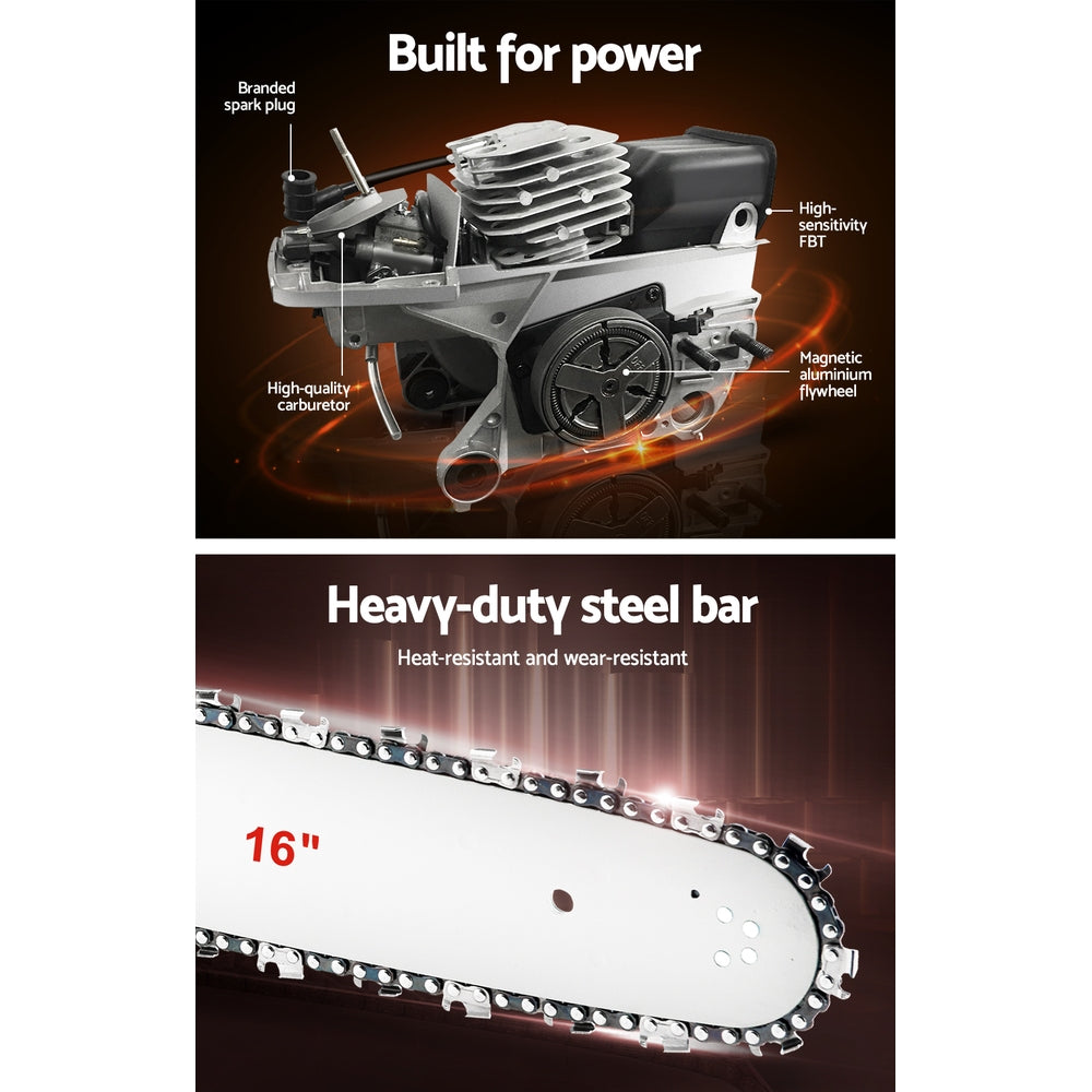 Chainsaw Petrol 45CC 16" Bar Commercial E-Start Pruning Chain Saw, Chainsaw Petrol 45CC 16" Bar Commercial E-Start Pruning Chain Saw 3.5HP