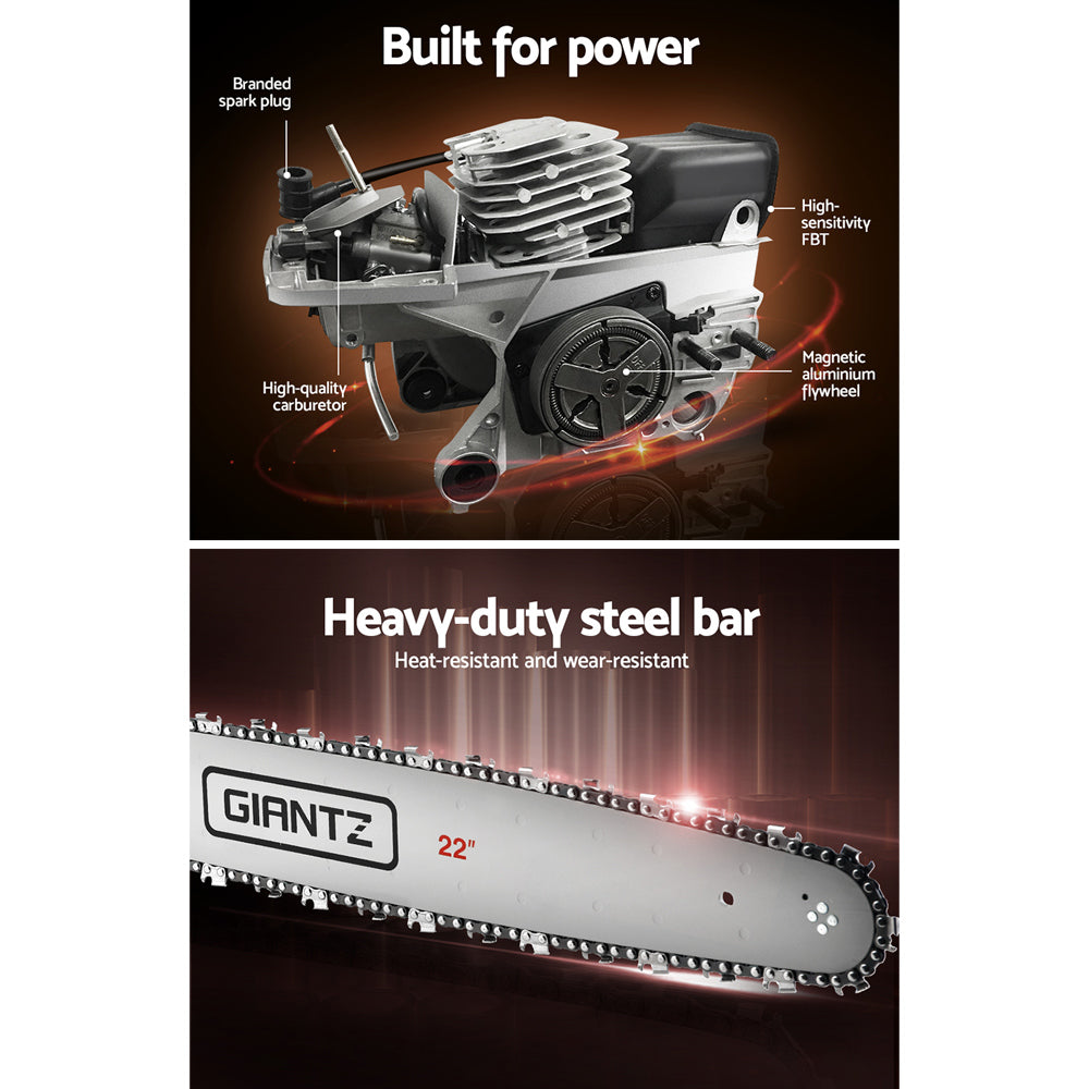 Chainsaw Petrol 58CC 22" Bar Commercial E-Start Pruning Chain Saw, Chainsaw Petrol 58CC 22" Bar Commercial E-Start Pruning Chain Saw 4.2HP