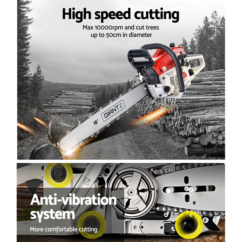 Chainsaw Petrol 75CC 18" Bar Commercial E-Start Pruning Chain Saw, Chainsaw Petrol 52CC 20" Bar Commercial E-Start Pruning Chain Saw 5.2HP