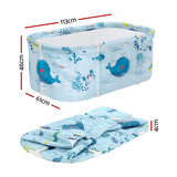 Foldable Bathtub PVC Spa Bucket Inflatable Cushion 113x61cm Blue
